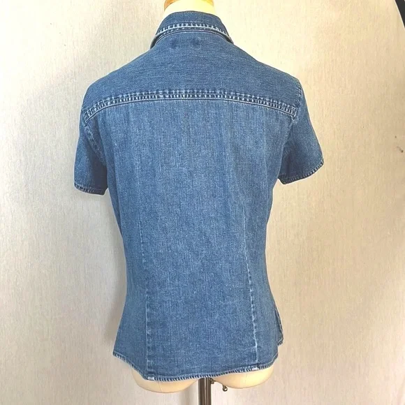 Vintage The Limited short sleeve snap button down denim shirt, size M - Picture 4 of 6